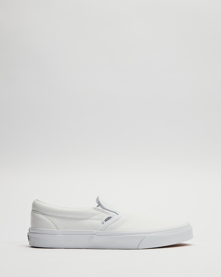 Vans κλασικό Slip-on δέρμα - Unisex λευκό μονόχρωμο