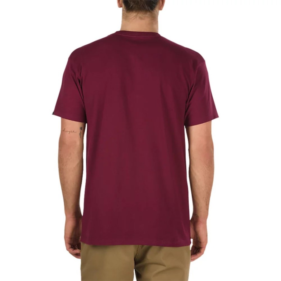 Vans κλασικό μπλουζάκι ανδρικό κοντομάνικο Crew λαιμόκοψη βαμβακερό γραφικό μπορντώ-λευκό