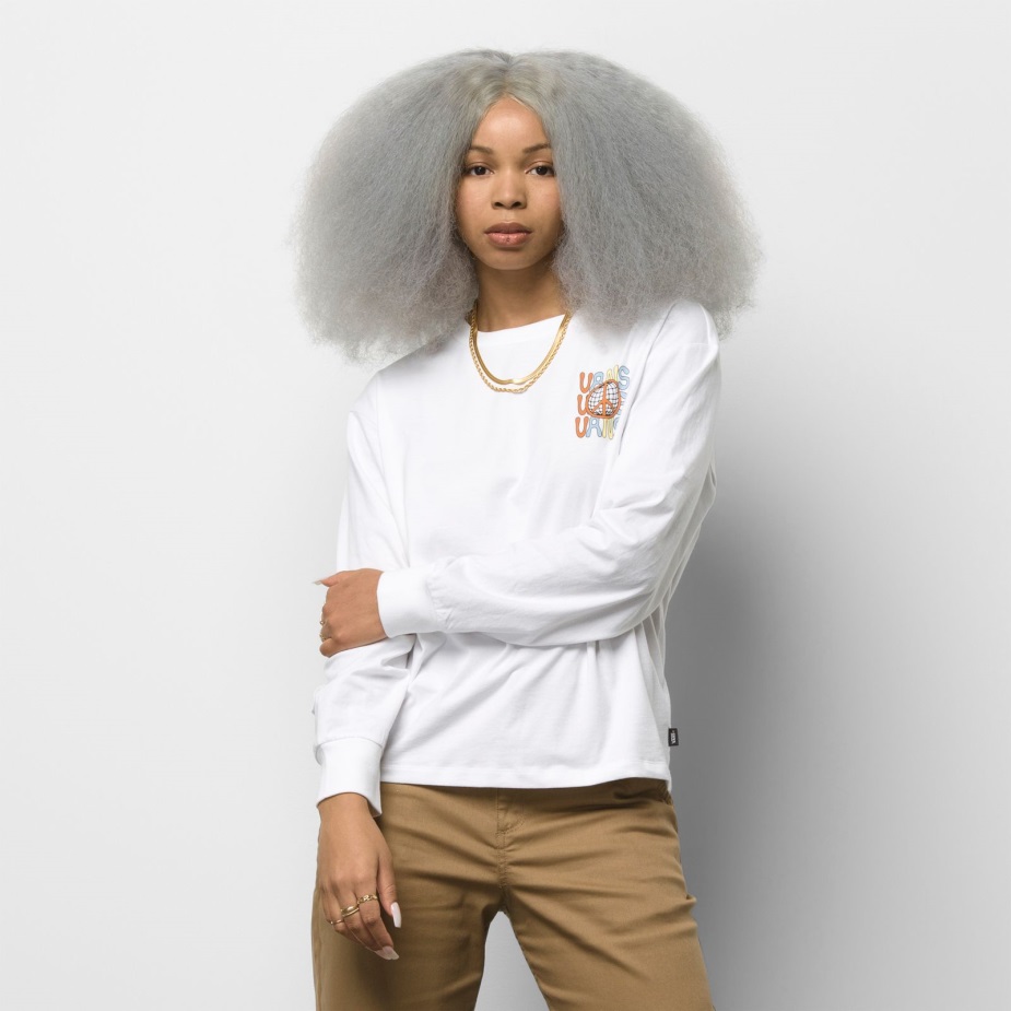 Vans λάμπουν νταής Bloussant λευκό μπλουζάκι