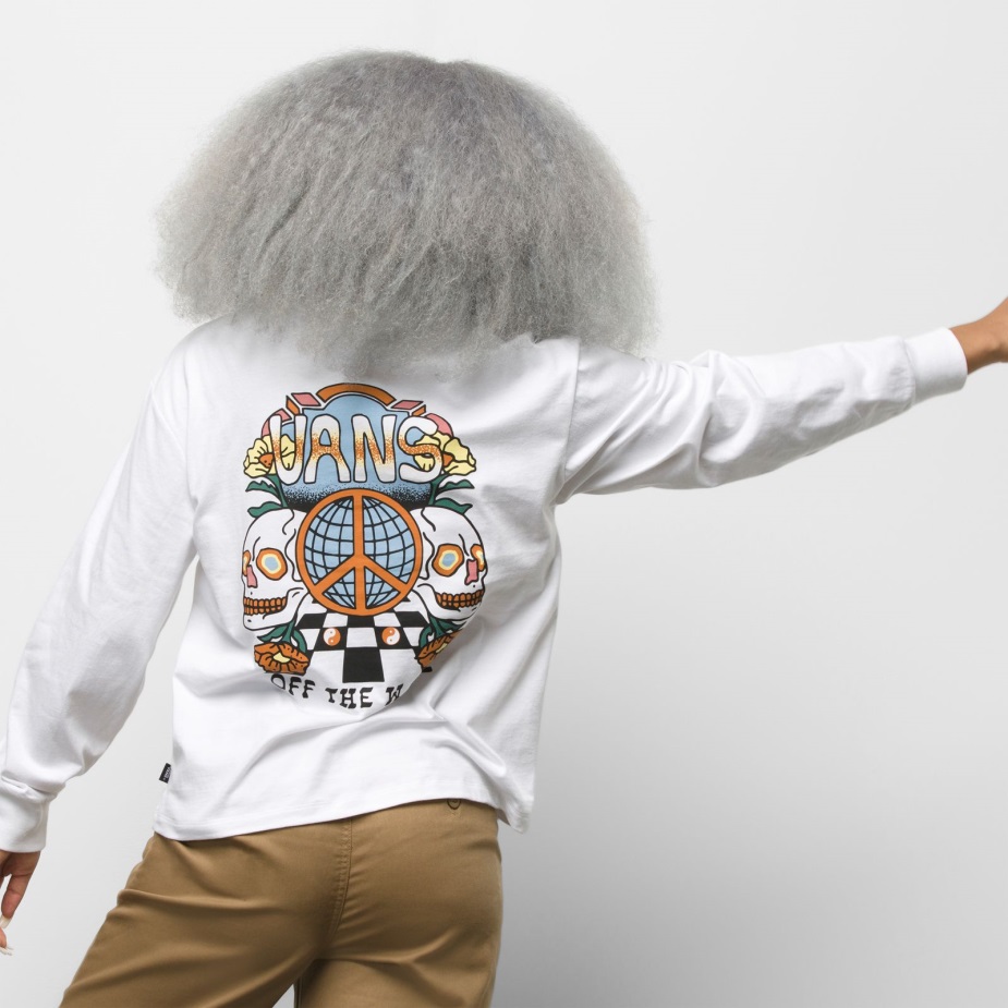 Vans λάμπουν νταής Bloussant λευκό μπλουζάκι