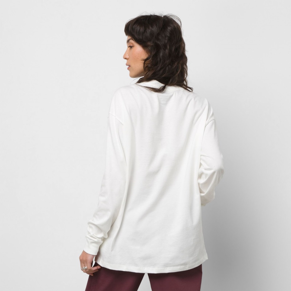 Vans λουλούδι παλίρροια μακριά μανίκια υπερμεγέθη μπλουζάκι Marshmallow