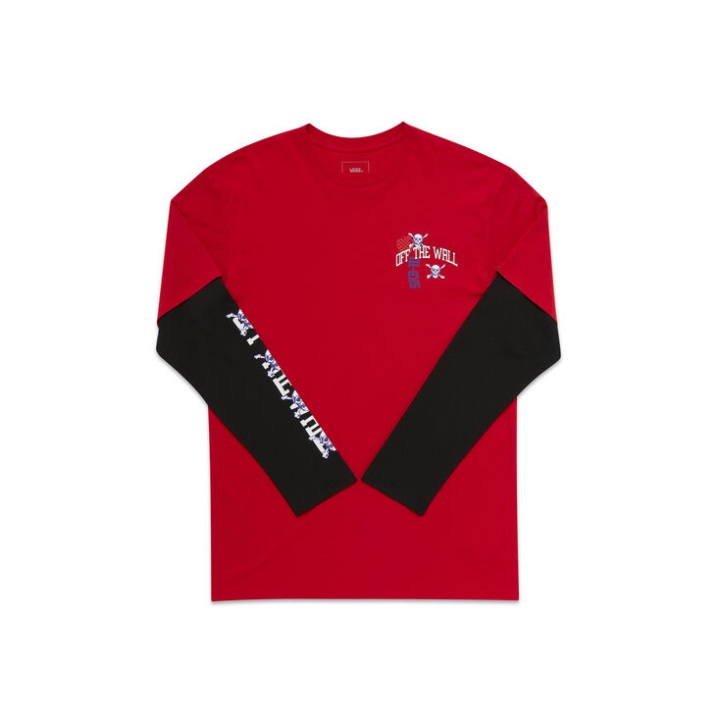 Vans νέο πανεπιστήμιο πολυεπίπεδο μπλουζάκι μανίκια υψηλού κινδύνου κόκκινο