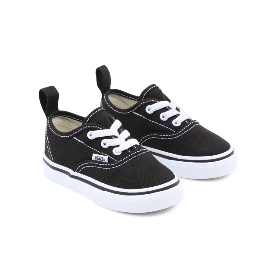 Vans νήπιο αυθεντικά ελαστικά παπούτσια δαντέλας (1-4 ετών) μαύρα