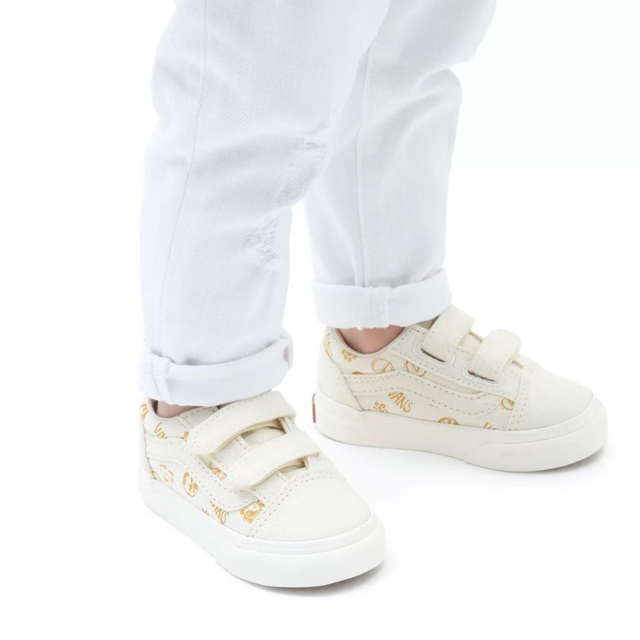 Vans νήπιο παλιό Skool V παπούτσια (1-4 ετών) λευκά
