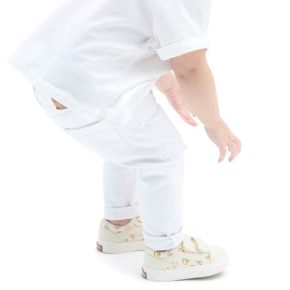 Vans νήπιο παλιό Skool V παπούτσια (1-4 ετών) λευκά