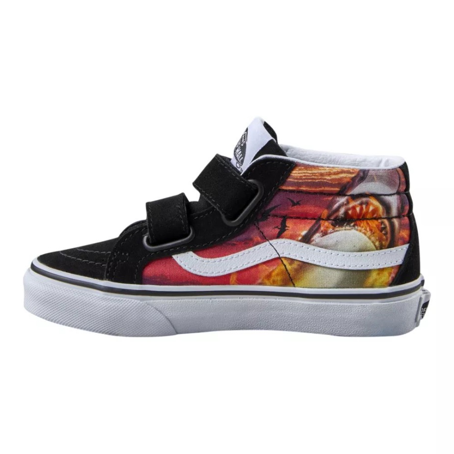 Vans παιδικά προσχολική κλασική επανέκδοση Sk8 V Skate παπούτσια αθλητικά παπούτσια αγοριών Mid Top Casual καρχαρίας ηλιοβασίλεμα-μαύρο