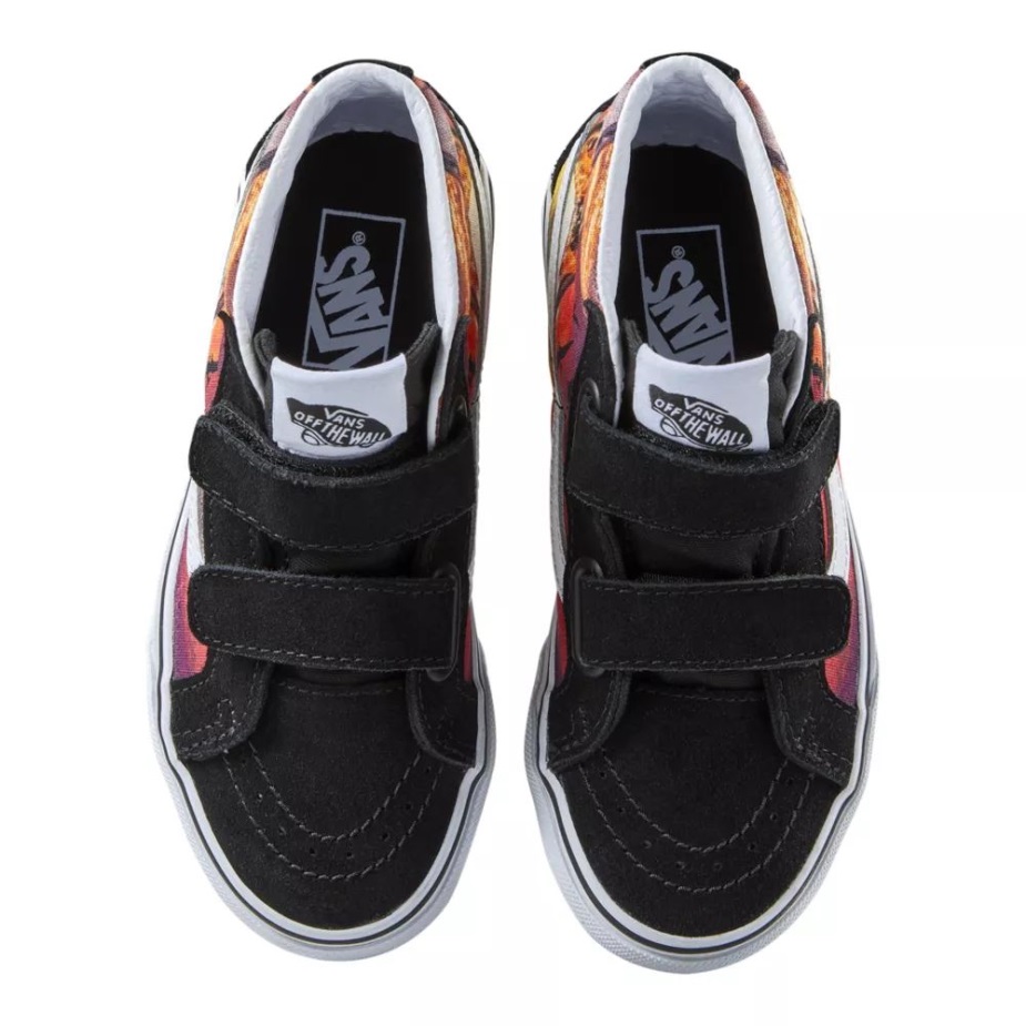 Vans παιδικά προσχολική κλασική επανέκδοση Sk8 V Skate παπούτσια αθλητικά παπούτσια αγοριών Mid Top Casual καρχαρίας ηλιοβασίλεμα-μαύρο