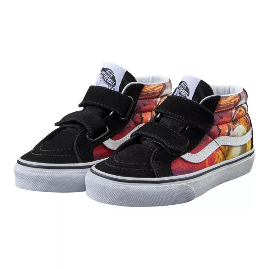 Vans παιδικά προσχολική κλασική επανέκδοση Sk8 V Skate παπούτσια αθλητικά παπούτσια αγοριών Mid Top Casual καρχαρίας ηλιοβασίλεμα-μαύρο
