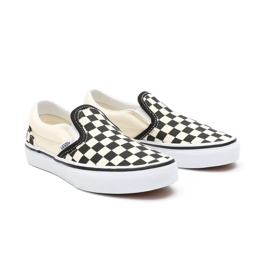 Vans παιδικά σκακιέρα κλασικά Slip-on παπούτσια (4-8 ετών) μαύρο-άσπρο