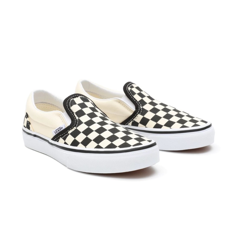 Vans παιδικά σκακιέρα κλασικά Slip-on παπούτσια (4-8 ετών) μαύρο-άσπρο