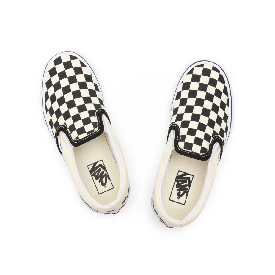 Vans παιδικά σκακιέρα κλασικά Slip-on παπούτσια (4-8 ετών) μαύρο-άσπρο