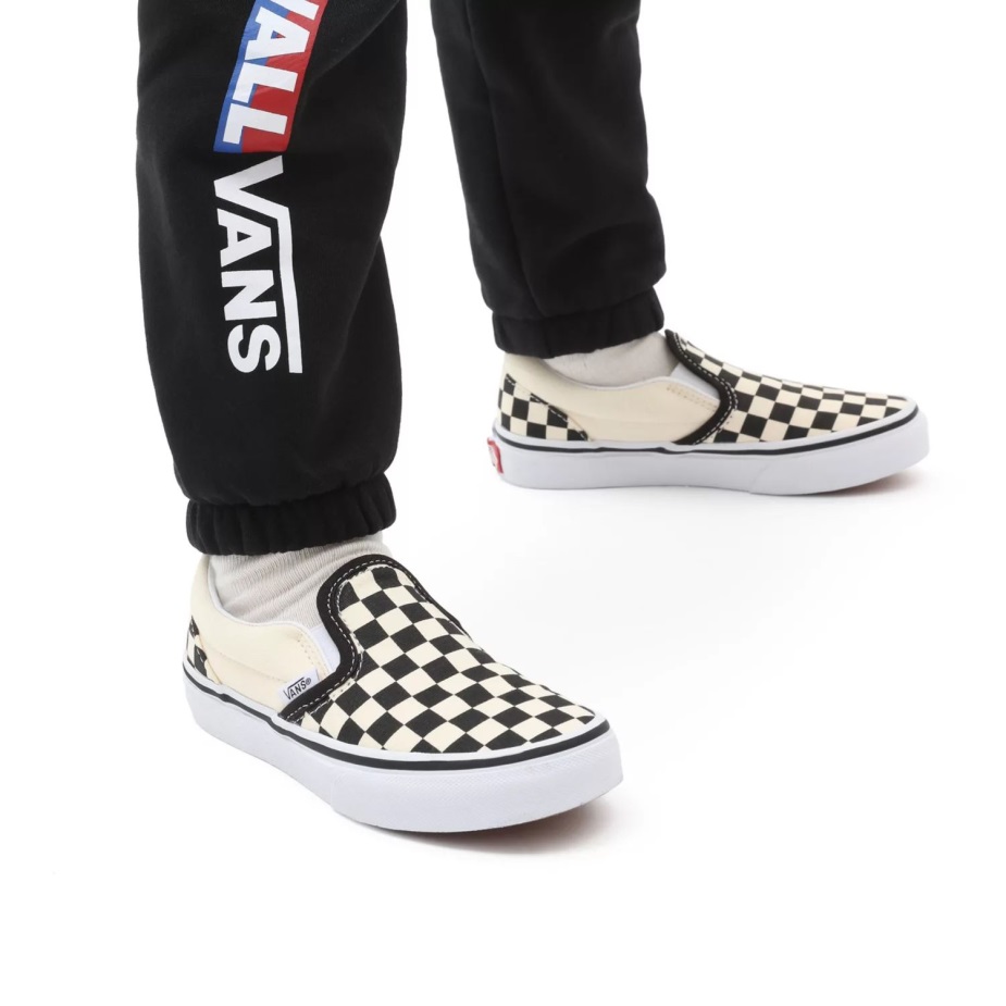 Vans παιδικά σκακιέρα κλασικά Slip-on παπούτσια (4-8 ετών) μαύρο-άσπρο
