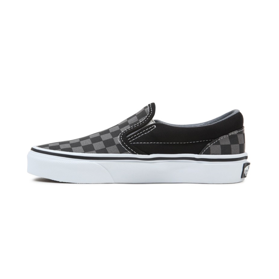 Vans παιδικά σκακιέρα κλασικά Slip-on παπούτσια (4-8 ετών) μαύρο-γκρι