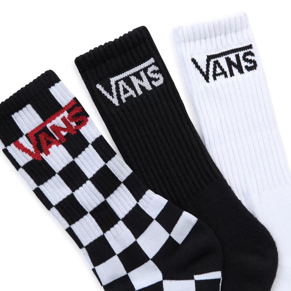 Vans παιδικές κλασικές κάλτσες πληρώματος 1-6 (3 ζευγάρια) μαύρες