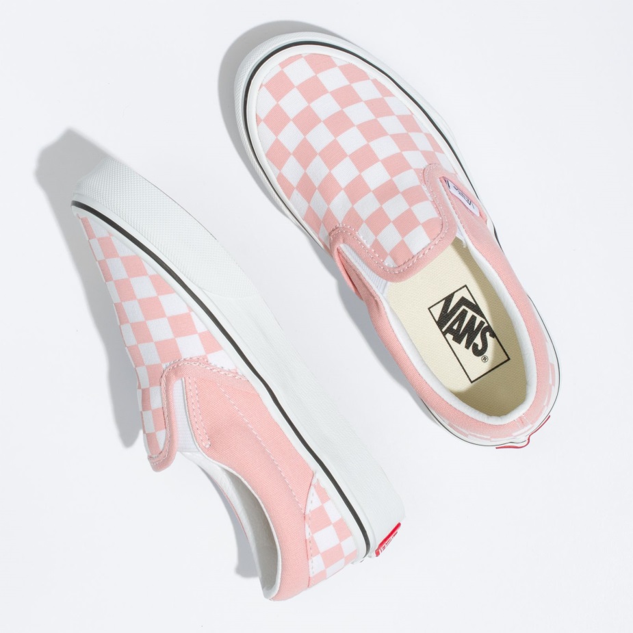 Vans παιδική σκακιέρα κλασική Slip-on πούδρα ροζ-αληθινό λευκό