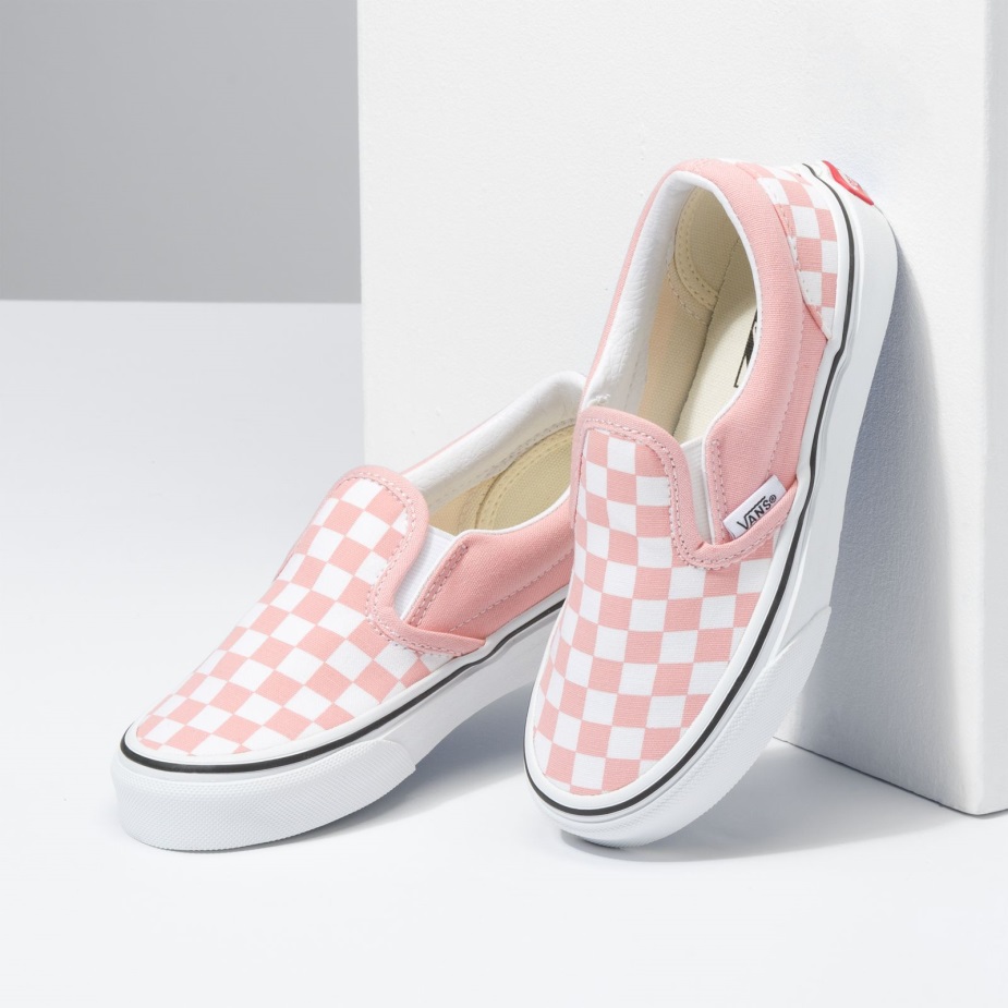 Vans παιδική σκακιέρα κλασική Slip-on πούδρα ροζ-αληθινό λευκό