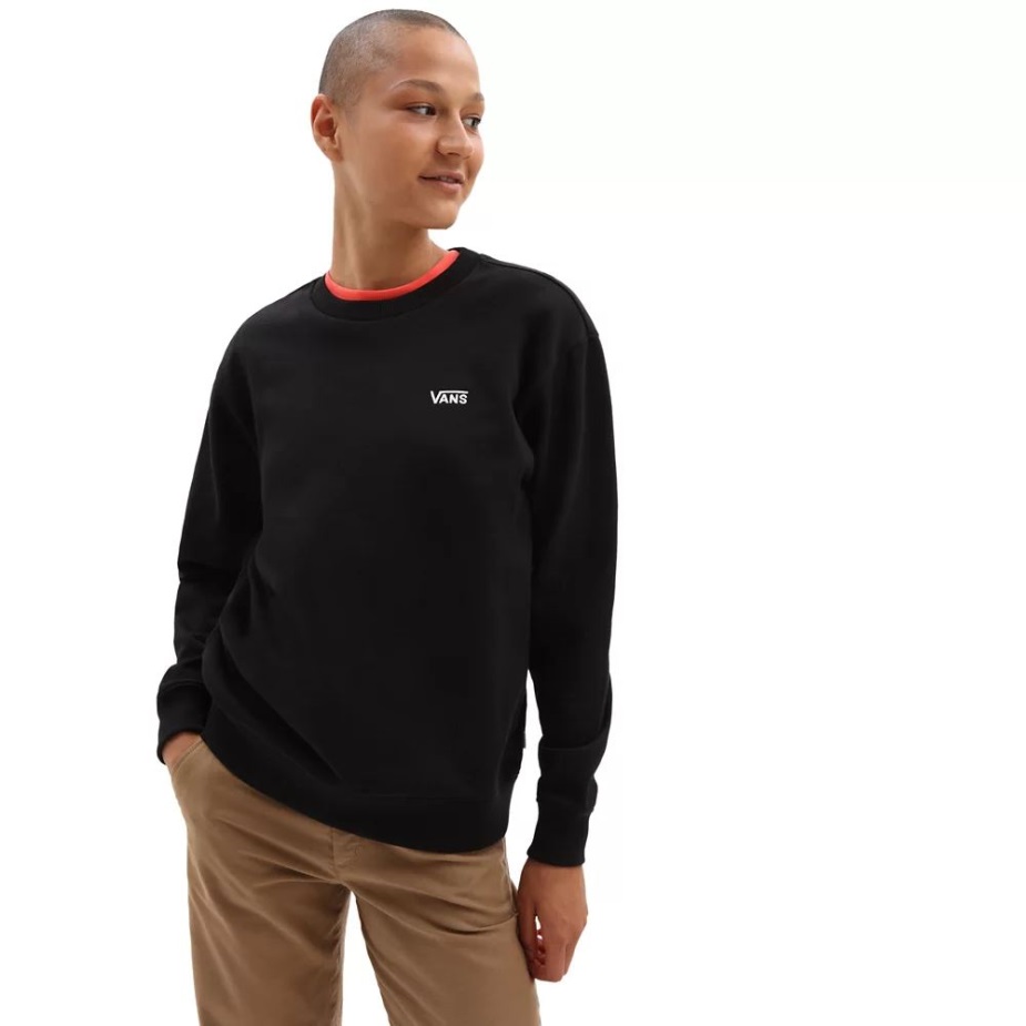 Vans που πετούν V Boyfriend Fit Crew πουλόβερ μαύρο
