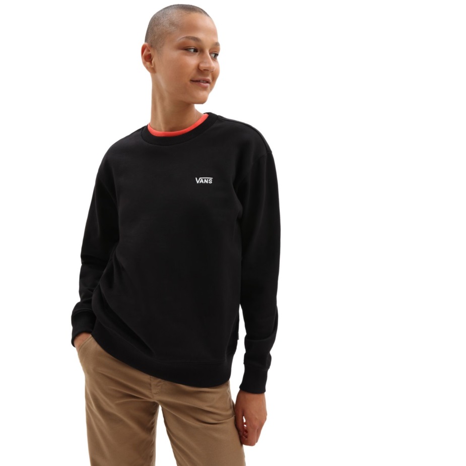 Vans που πετούν V Boyfriend Fit Crew πουλόβερ μαύρο