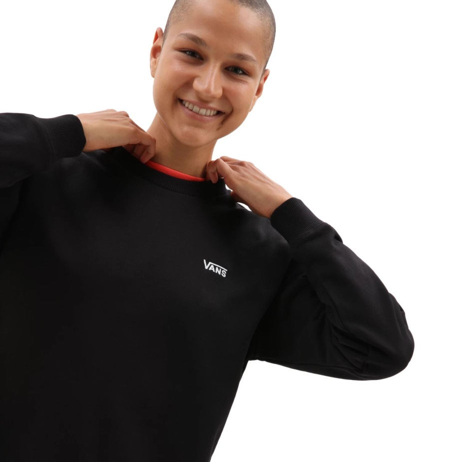 Vans που πετούν V Boyfriend Fit Crew πουλόβερ μαύρο