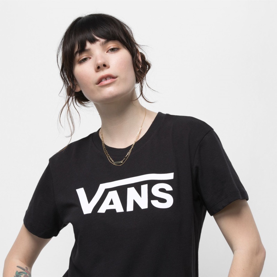 Vans που πετούν V Crew Tee μαύρο