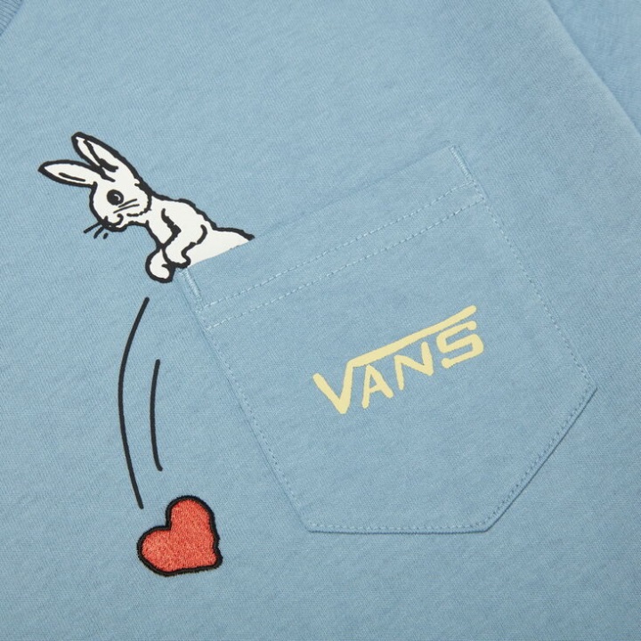 Vans ρετρό μπλουζάκι με μασίφ αυλάκι με κοντό μανίκι Ashley Blue