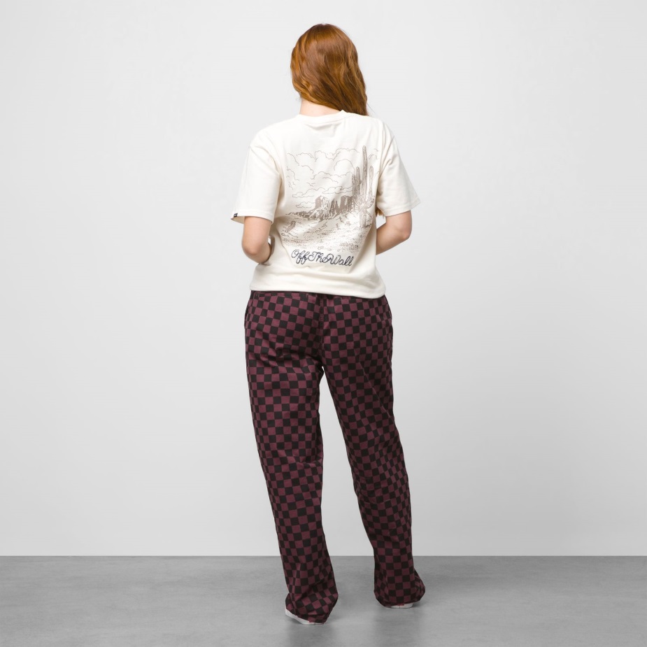 Vans σειρά φαρδύ κωνικό ελαστικό παντελόνι μέσης Catawba μαύρο σταφύλι