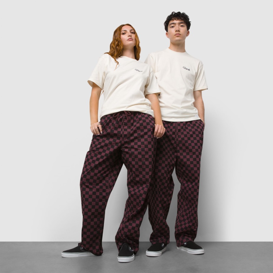 Vans σειρά φαρδύ κωνικό ελαστικό παντελόνι μέσης Catawba μαύρο σταφύλι