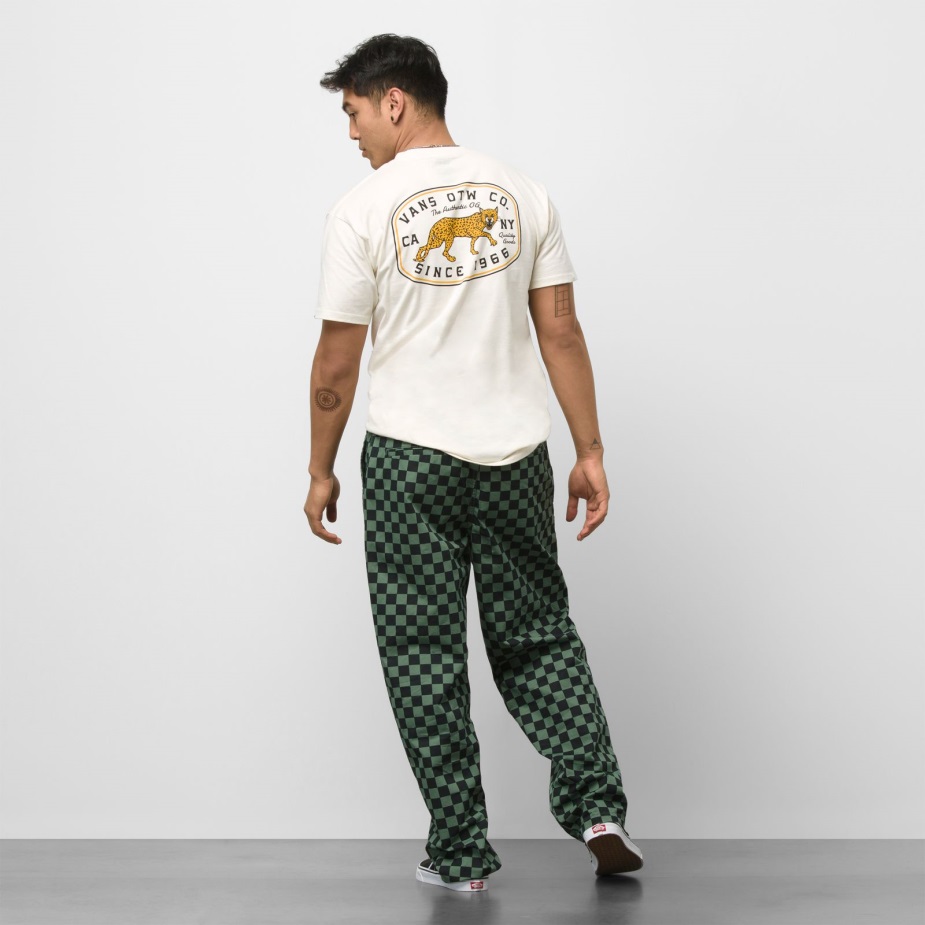 Vans σειρά φαρδύ κωνικό ελαστικό παντελόνι μέσης πάπια πράσινο-μαύρο