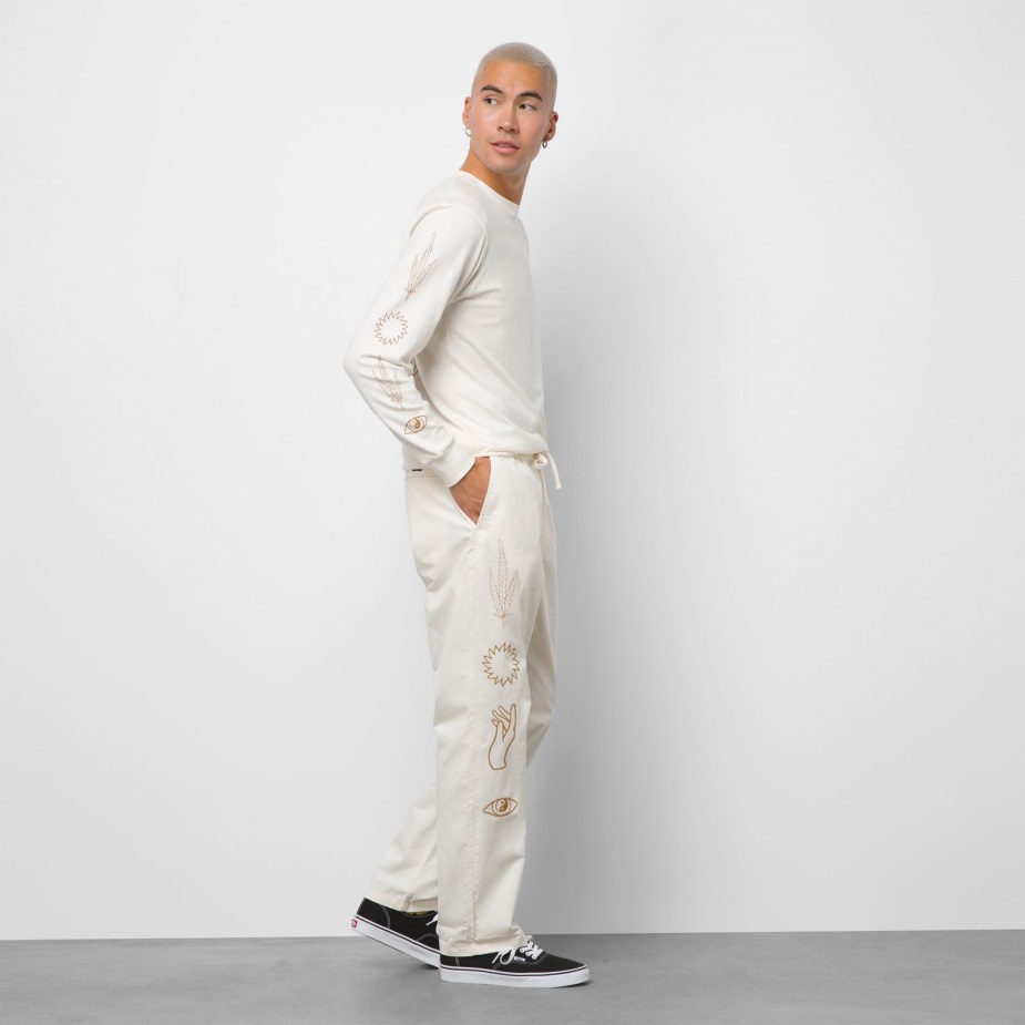 Vans σειρά χαλαρό κωνικό ελαστικό παντελόνι μέσης αντίκα λευκό-καφέ