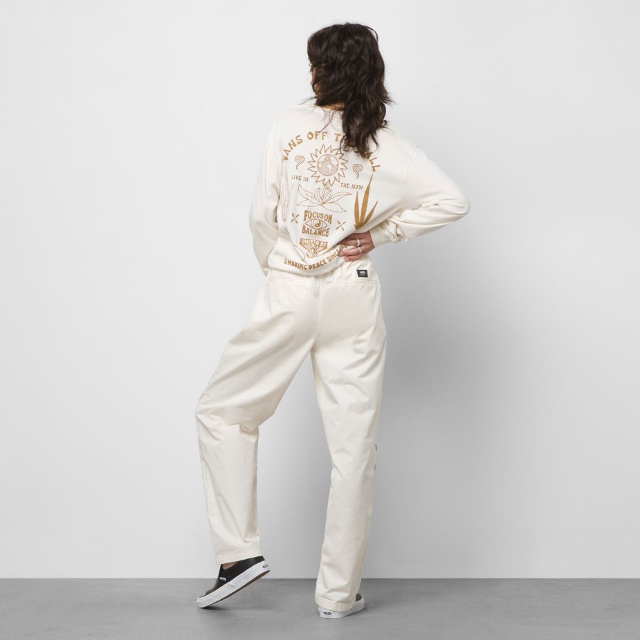 Vans σειρά χαλαρό κωνικό ελαστικό παντελόνι μέσης αντίκα λευκό-καφέ