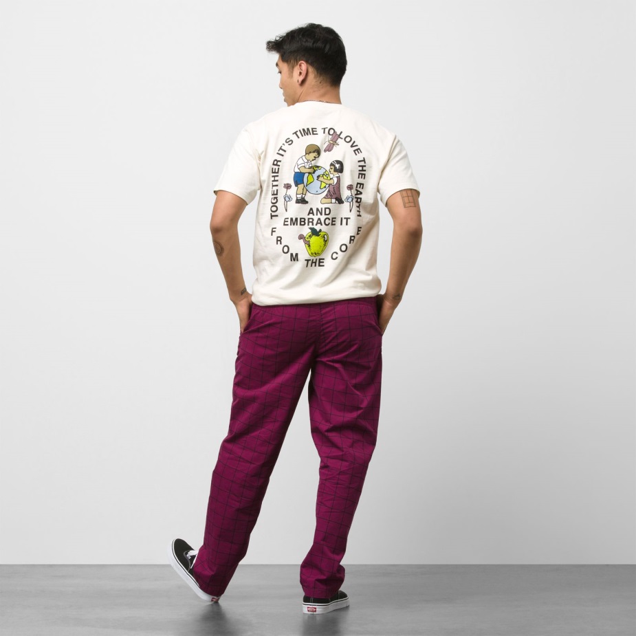 Vans σειρά χαλαρό κωνικό ελαστικό παντελόνι μέσης μωβ φίλτρο