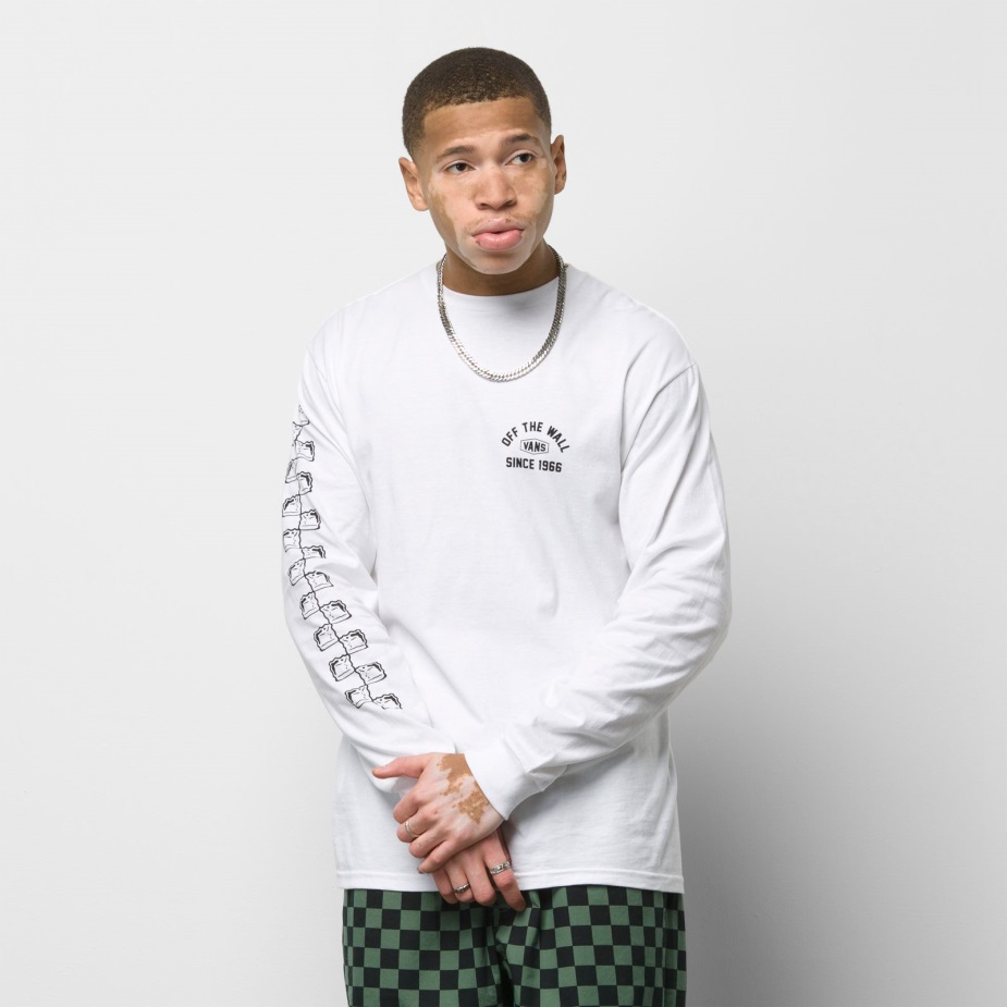 Vans σκακιέρα έρευνα μακρυμάνικο μπλουζάκι λευκό