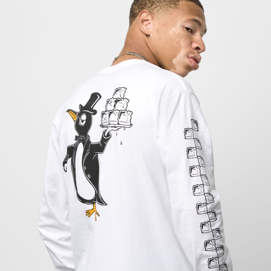 Vans σκακιέρα έρευνα μακρυμάνικο μπλουζάκι λευκό