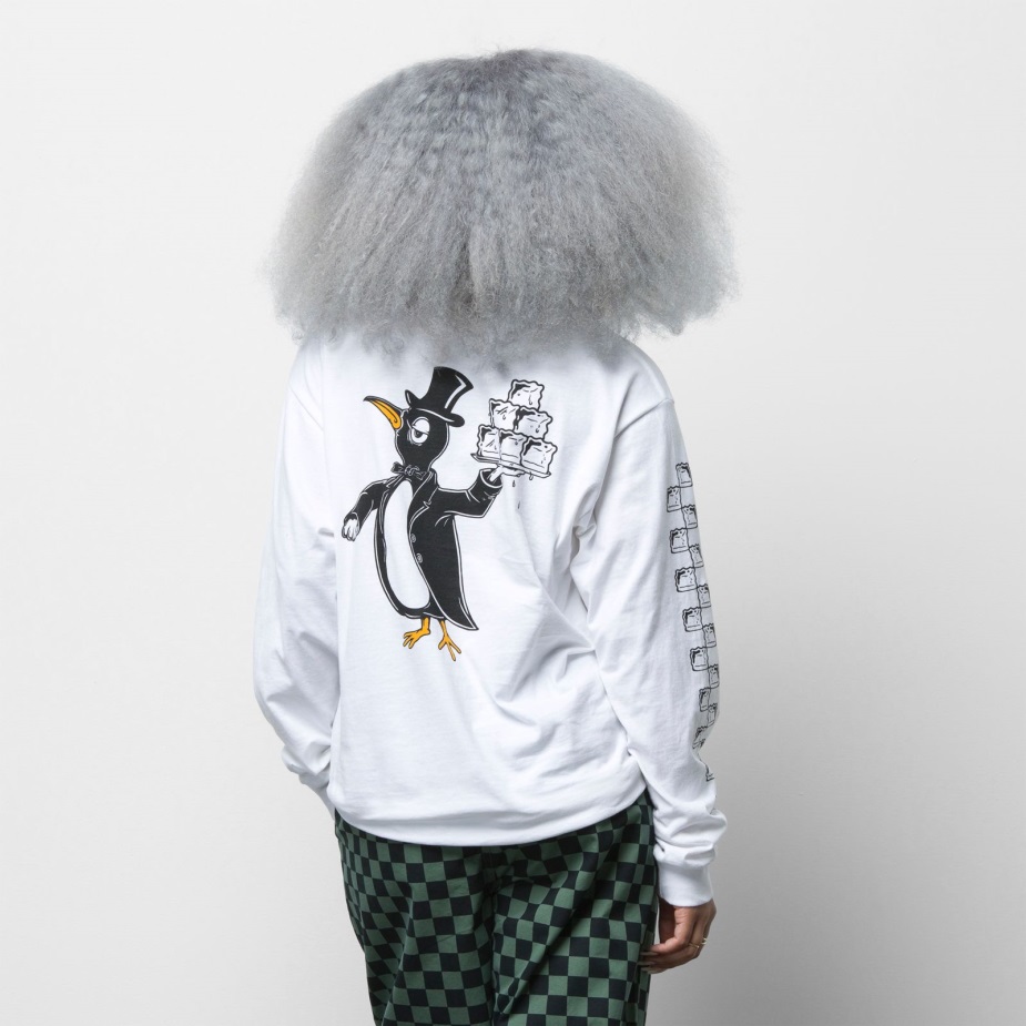 Vans σκακιέρα έρευνα μακρυμάνικο μπλουζάκι λευκό