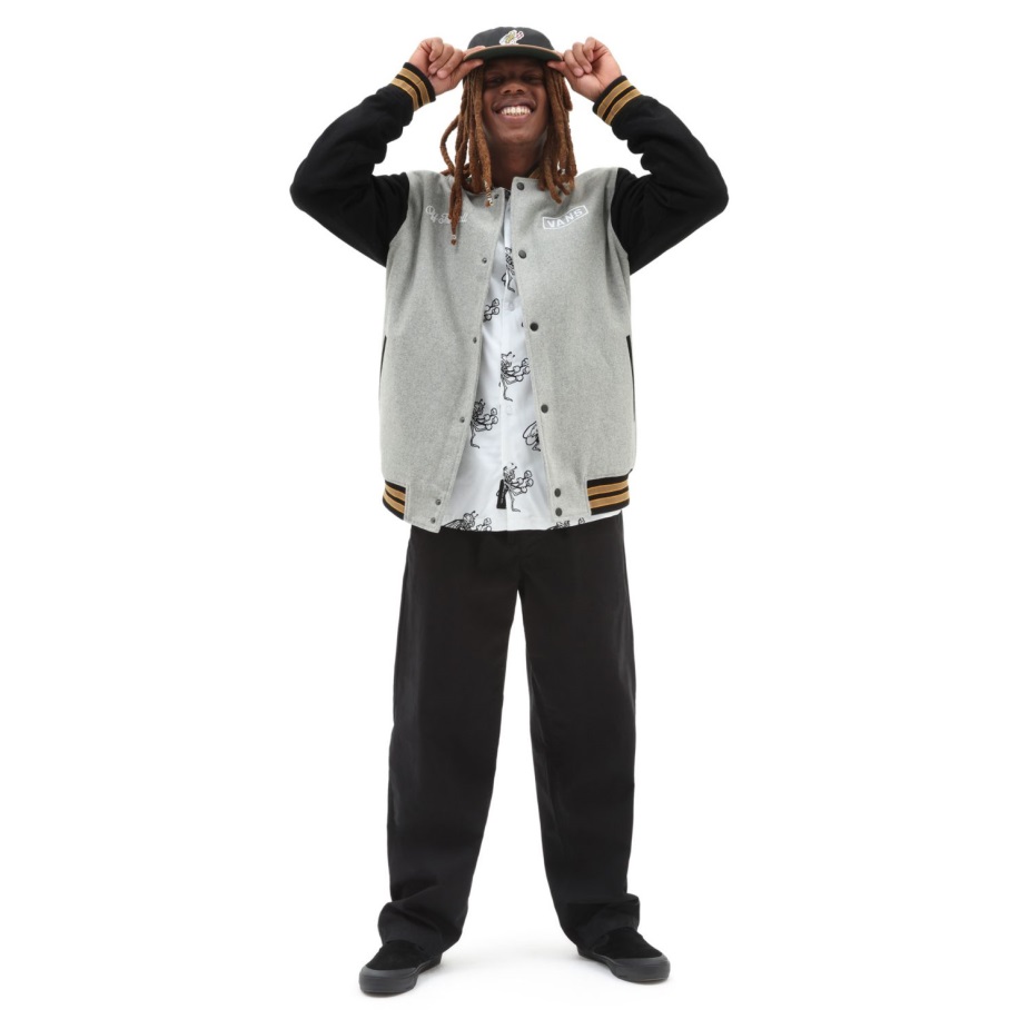 Vans σκακιέρα έρευνα πανεπιστημιακό μπουφάν μαύρο-άσπρο