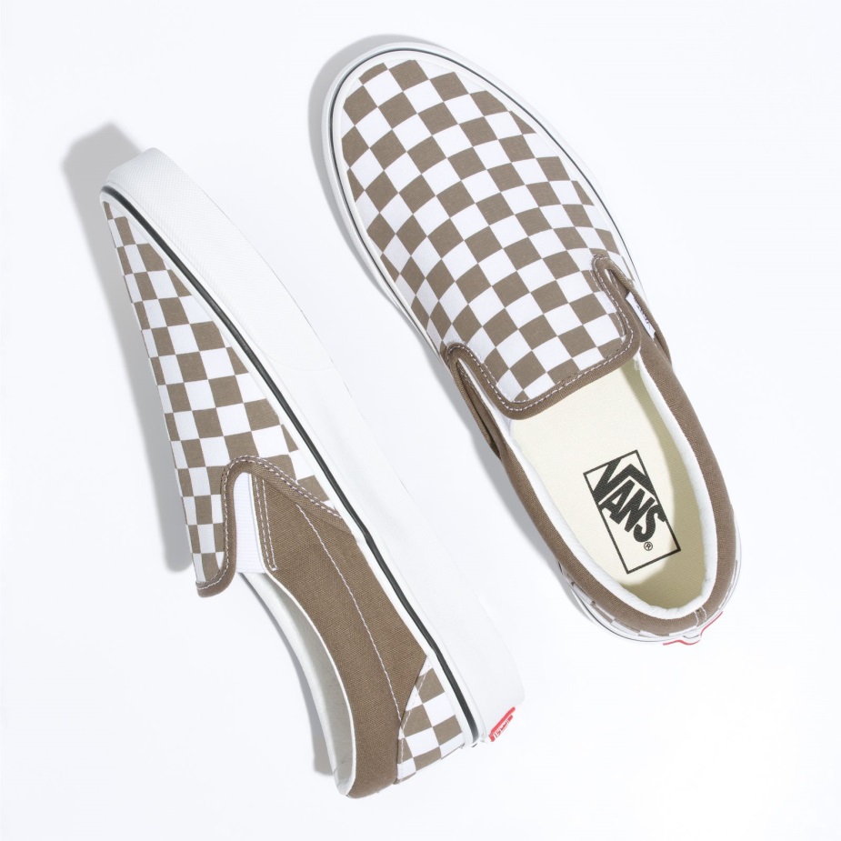 Vans σκακιέρα κλασική Slip-on φαρδιά καρυδιά