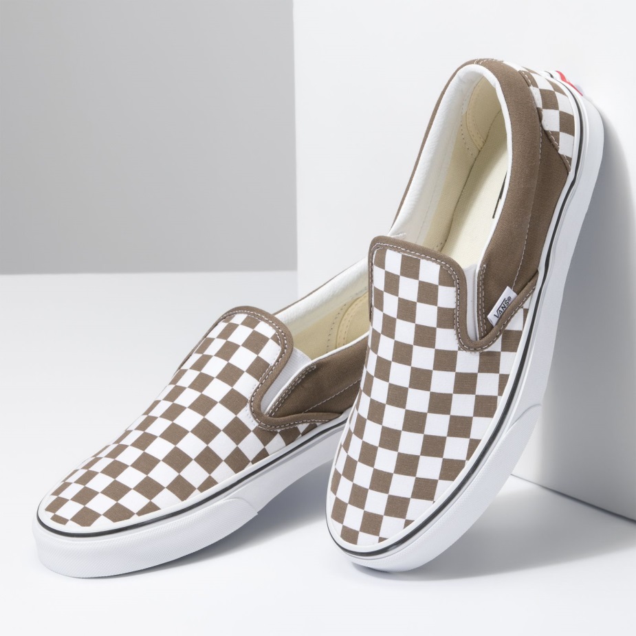 Vans σκακιέρα κλασική Slip-on φαρδιά καρυδιά