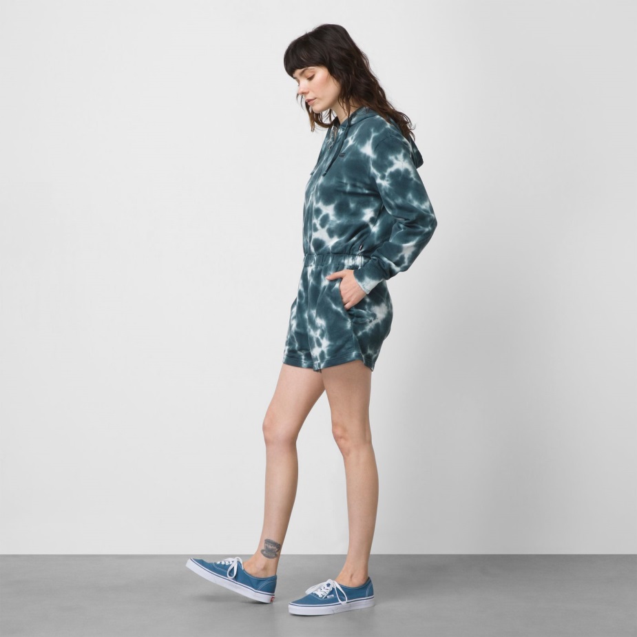 Vans σύννεφο μακρυμάνικο Romper βαθύ γαλαζοπράσινο