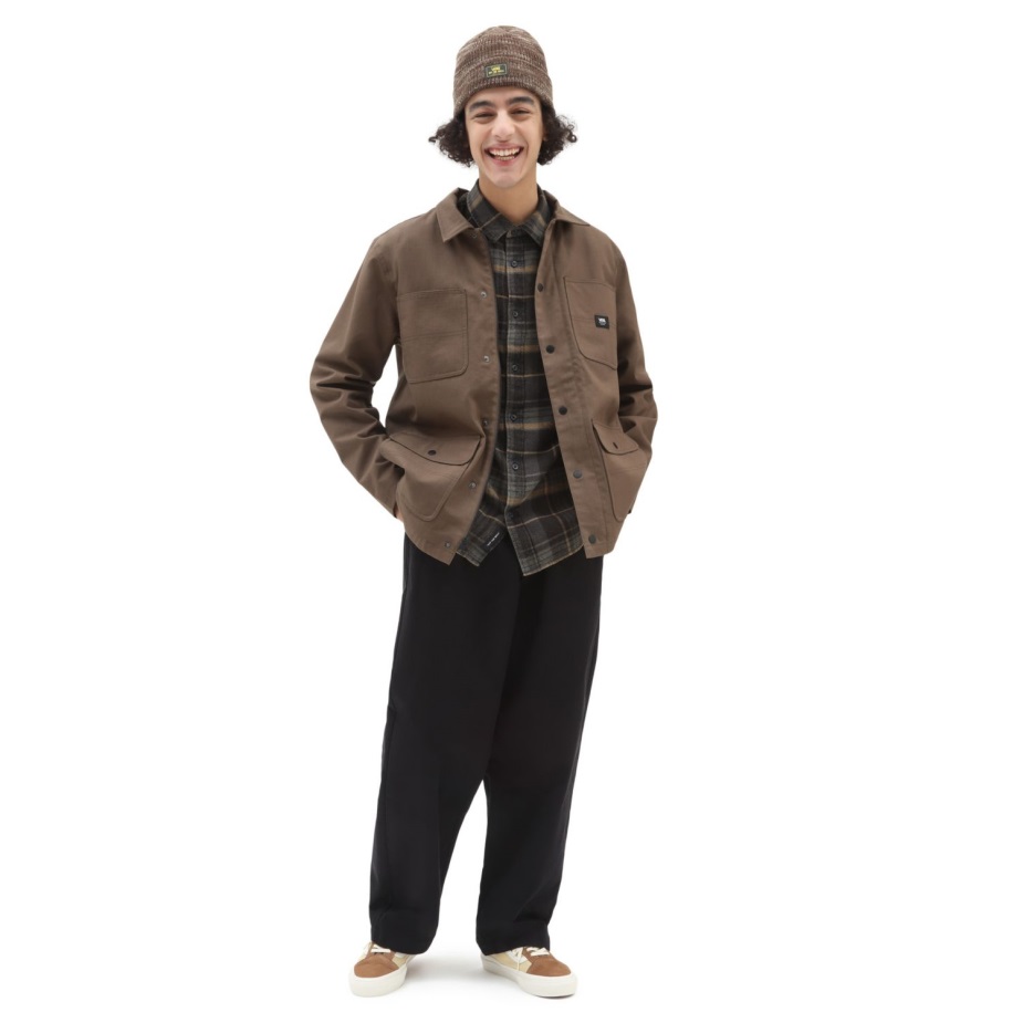 Vans τρυπάνι αγγαρεία παλτό με επένδυση σακάκι καφέ