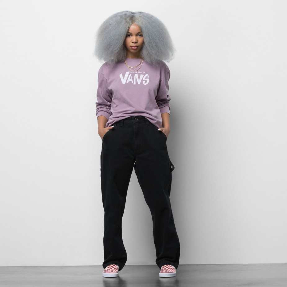 Vans τρυπάνι αγγαρεία χαλαρό κωνικό τζιν παντελόνι μαύρο