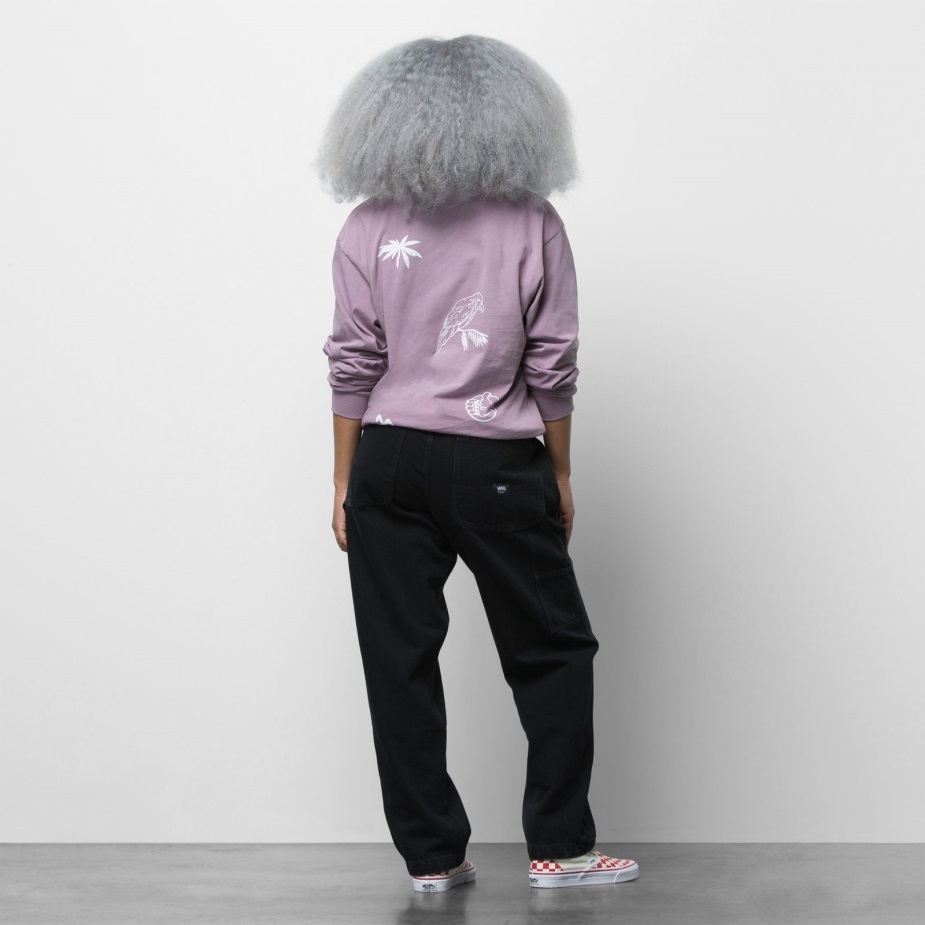 Vans τρυπάνι αγγαρεία χαλαρό κωνικό τζιν παντελόνι μαύρο