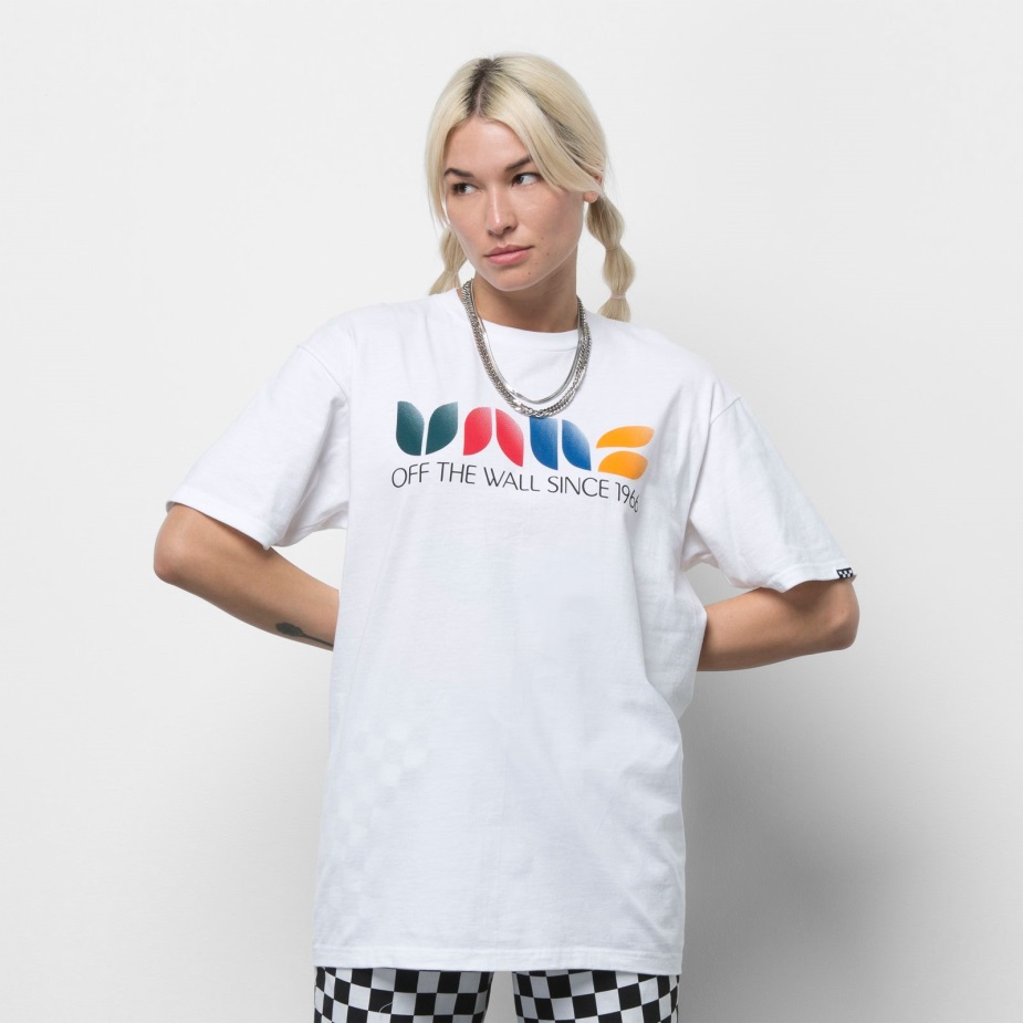 Vans τύπου ρετρό λογότυπο μπλουζάκι λευκό