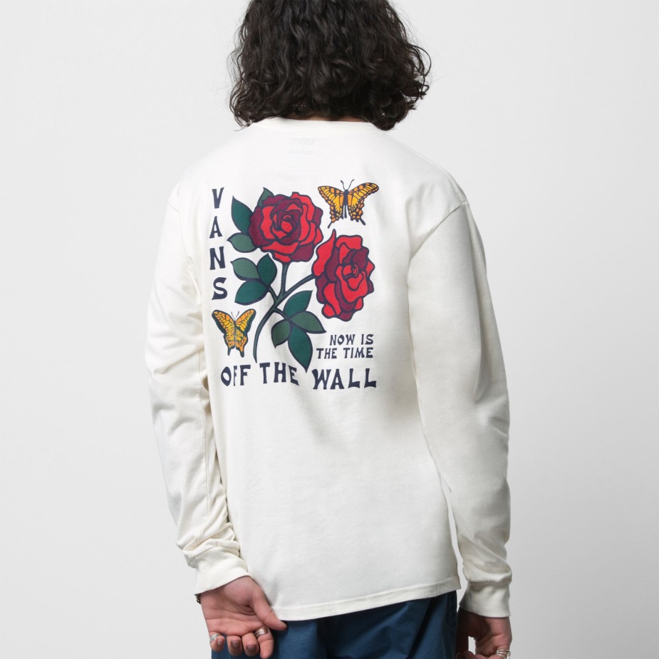 Vans τώρα είναι η ώρα μακρυμάνικο μπλουζάκι αντίκες λευκό