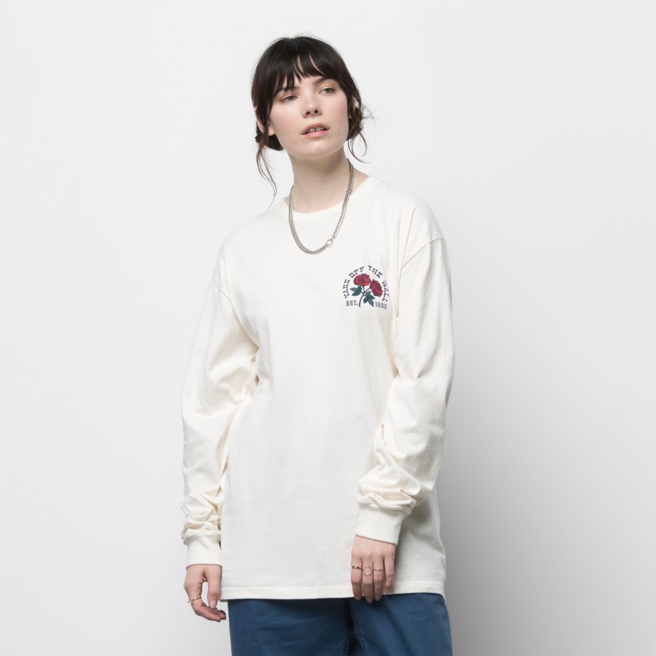 Vans τώρα είναι η ώρα μακρυμάνικο μπλουζάκι αντίκες λευκό