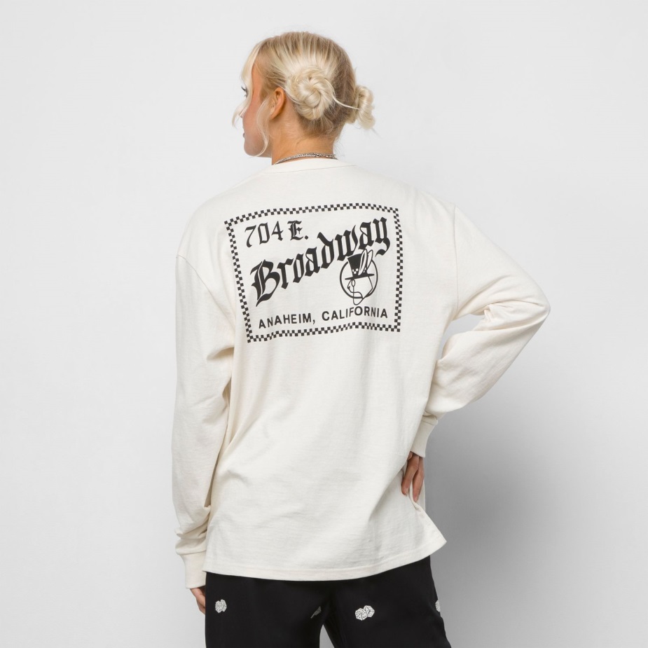 Vans ψηλό καπέλο μακρυμάνικο μπλουζάκι αντίκες λευκό