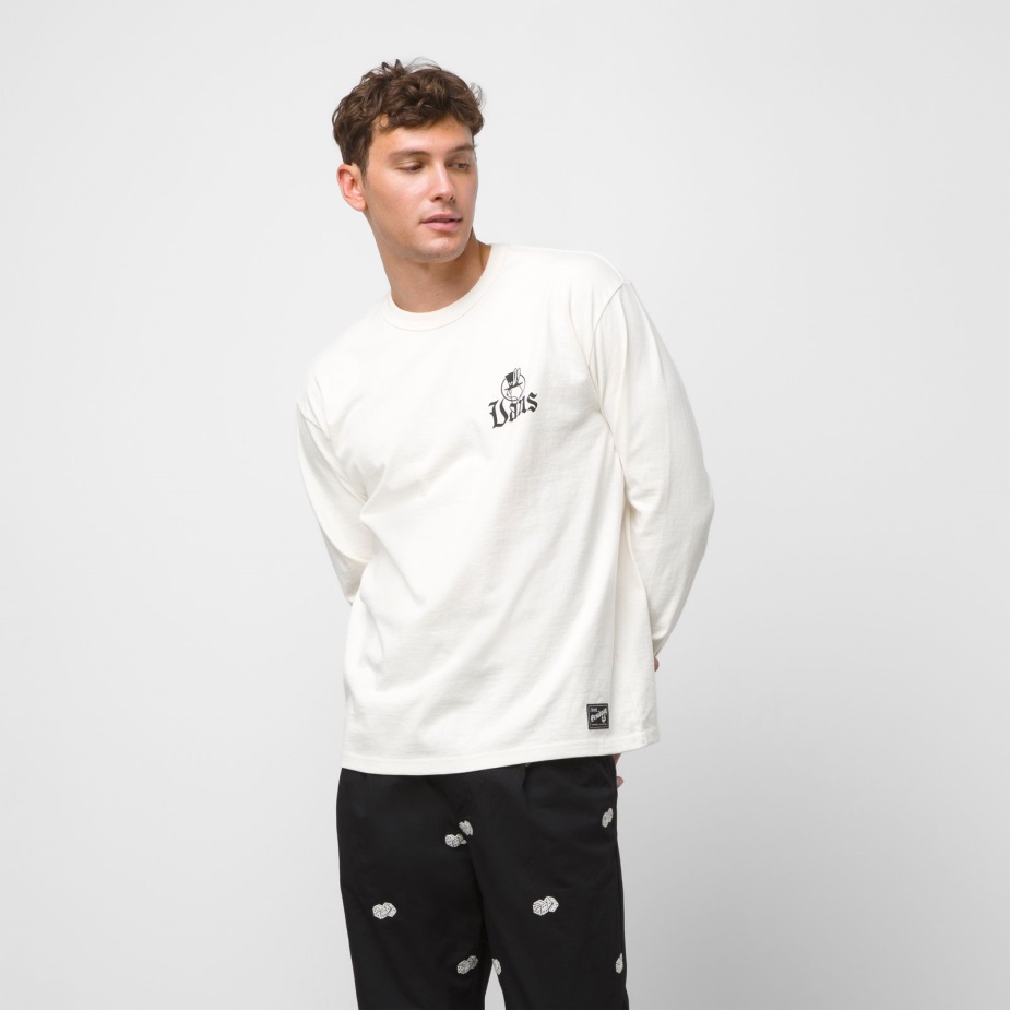 Vans ψηλό καπέλο μακρυμάνικο μπλουζάκι αντίκες λευκό