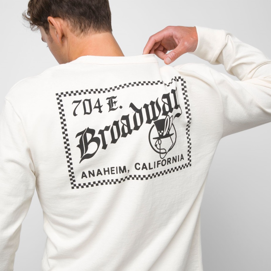 Vans ψηλό καπέλο μακρυμάνικο μπλουζάκι αντίκες λευκό