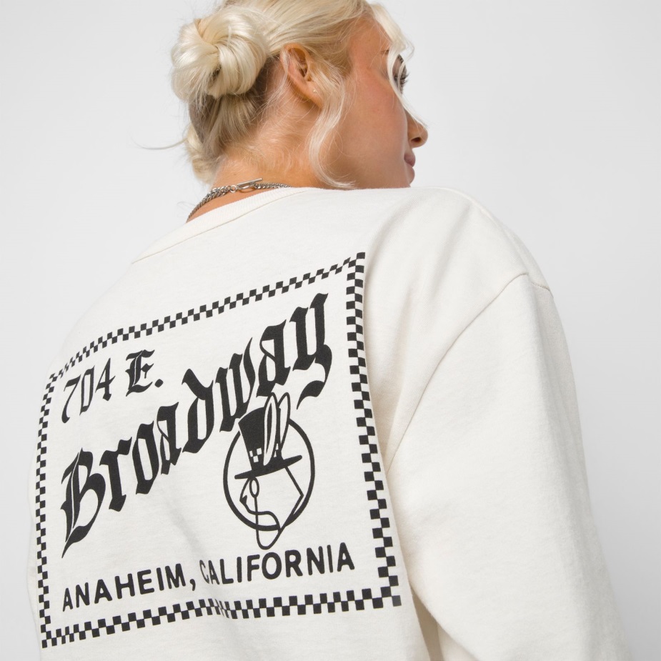 Vans ψηλό καπέλο μακρυμάνικο μπλουζάκι αντίκες λευκό