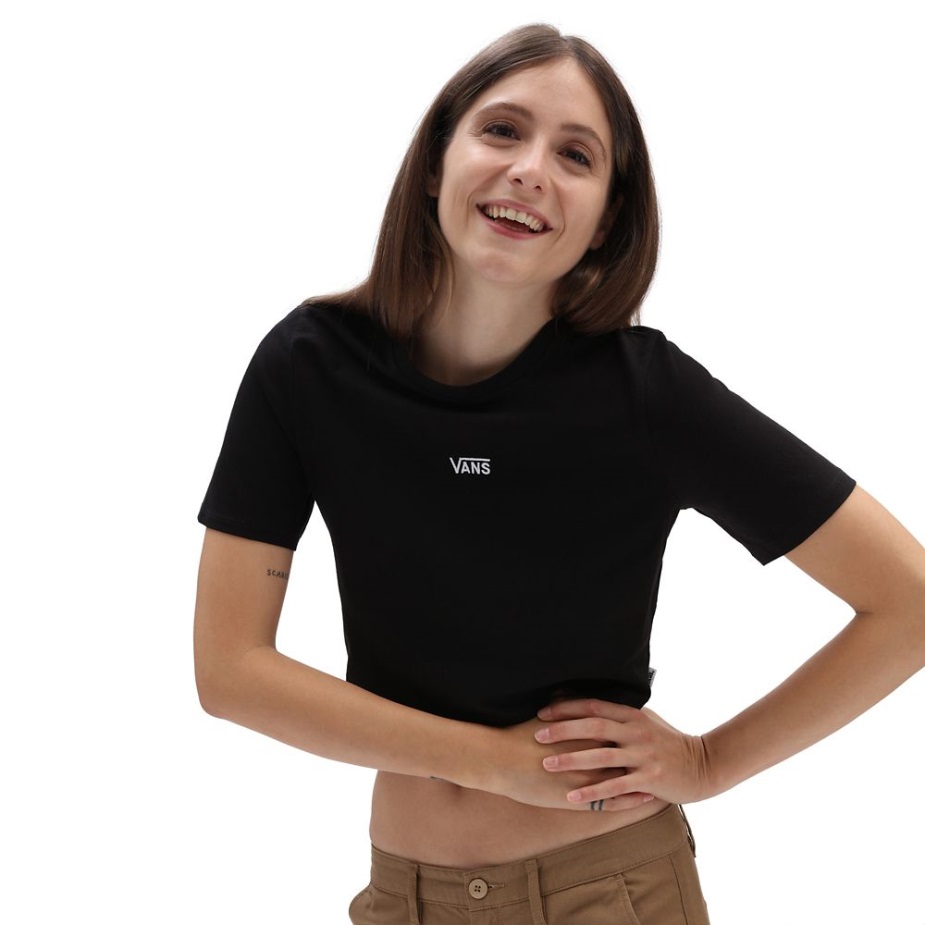 φορτηγά που πετούν V Crop Crew Sport Tee μαύρες γυναίκες