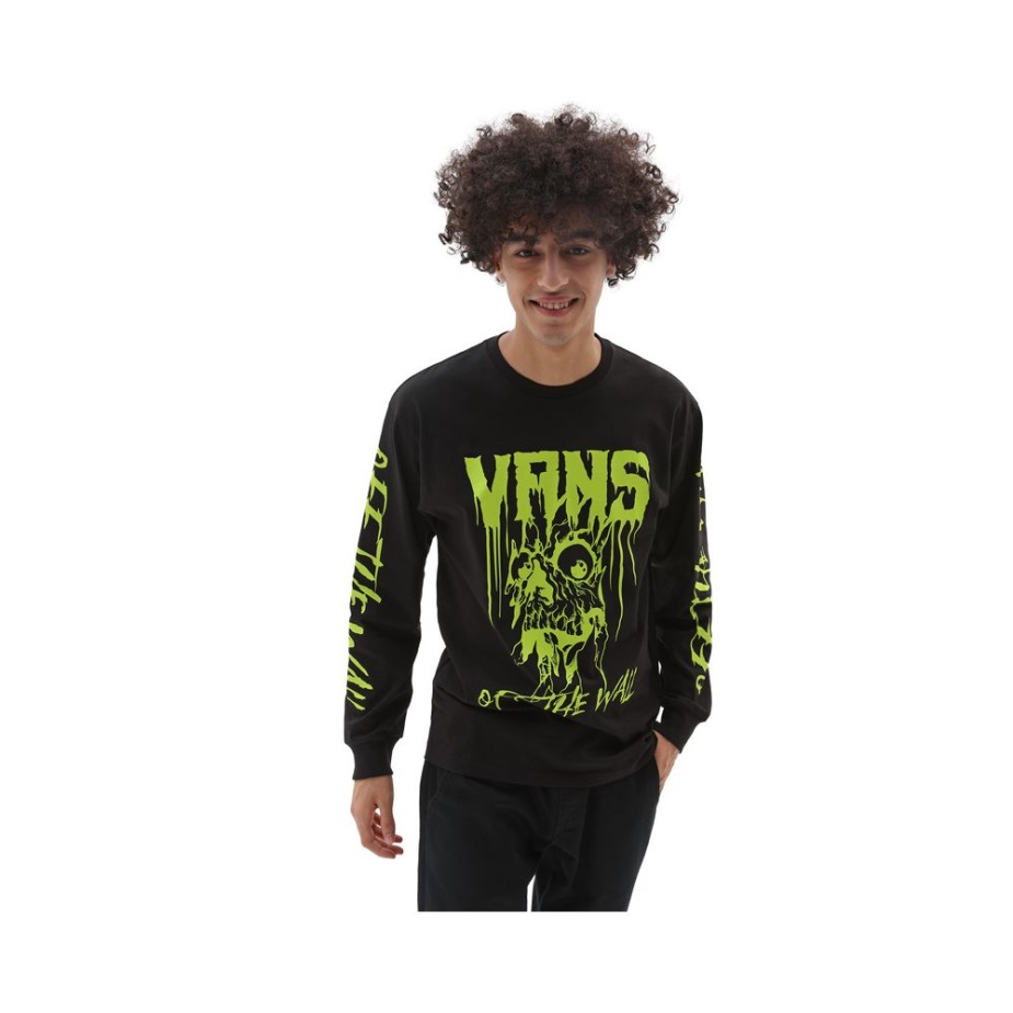 Vans με λαμπερά μάτια μακρυμάνικο μπλουζάκι μαύρο